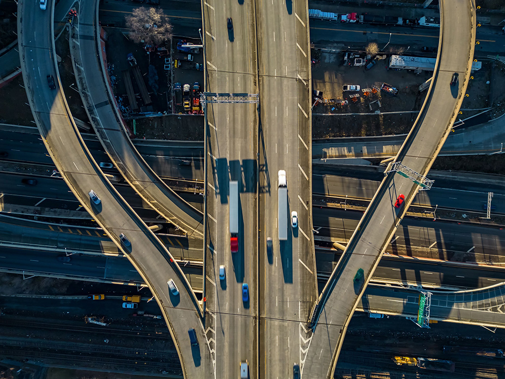 Traffic moving through a major roadway corridor in the Bronx, New York City.